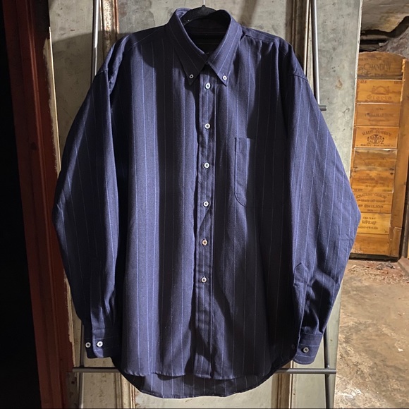 Burberry Navy Blue Striped Button Down Shirt - Picture 2 of 10